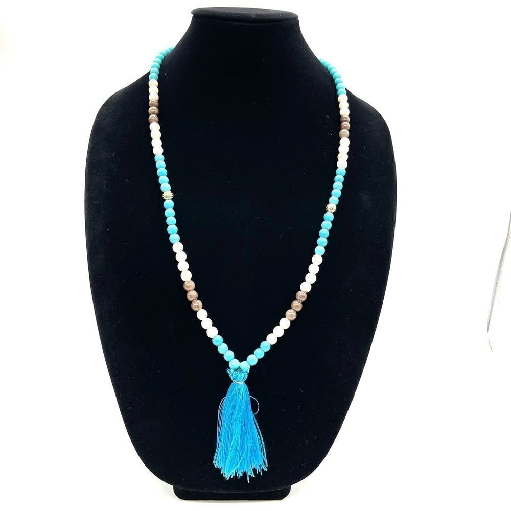 Turquoise Stones & Semi Precious Stones Tassel Necklace